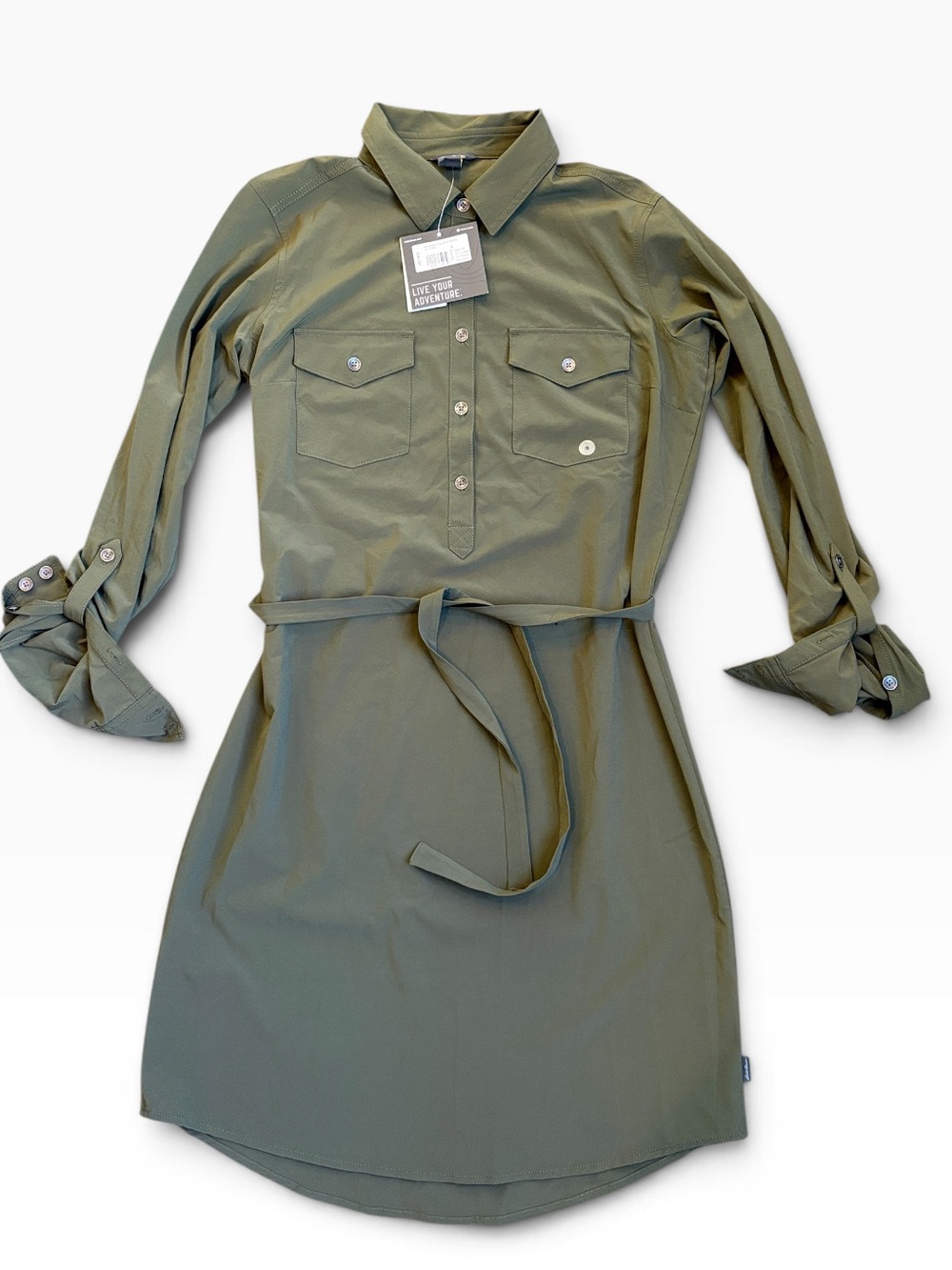 Eddie Bauer Departure Long Sleeve Shirt Dress Women’s S Olive Green NWT